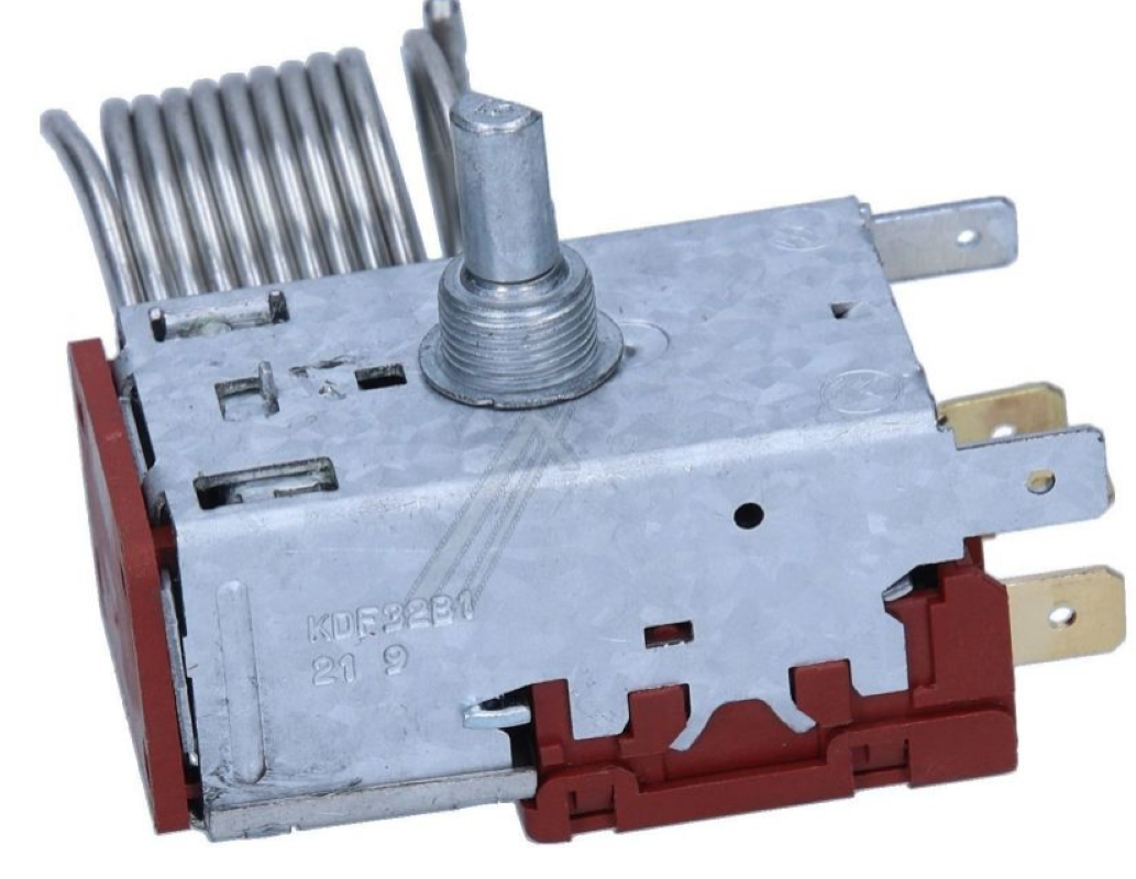 Originaler Vestel Thermostat FOSHAN KDF32B1, Produktbild, zeigt das elegante Design und Bedienelemente des Thermostats.