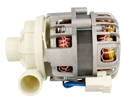 Vestel Waschpumpe YXW-48-2-52L mit 4-Umwälzmotor, original, für Wäschemaschinen, sichtbarer Motor und Anschluss.