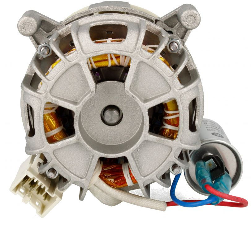 Vestel Waschpumpe YXW-48-2-52L mit 4 Umwälzmotor, original, für Waschmaschinen, klar sichtbare Pumpe und Motor.